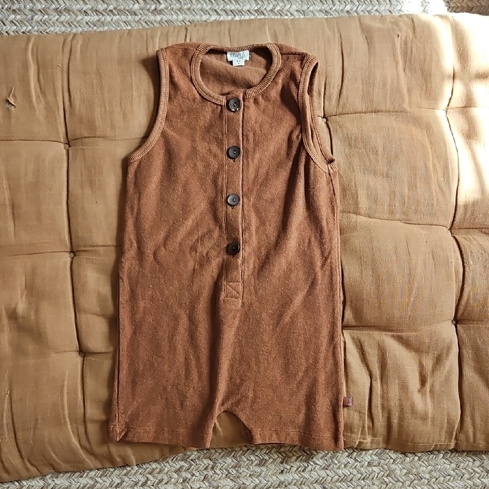 Kidwild Organics Terry Brown Sleeveless Kids Romper